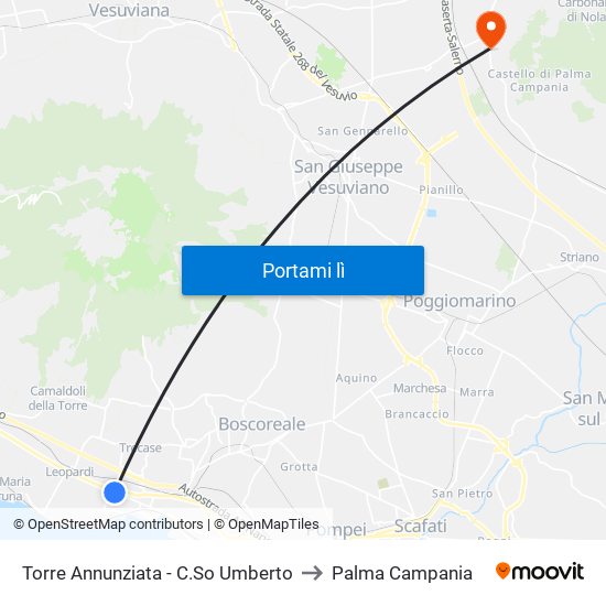 Torre Annunziata - C.So Umberto to Palma Campania map