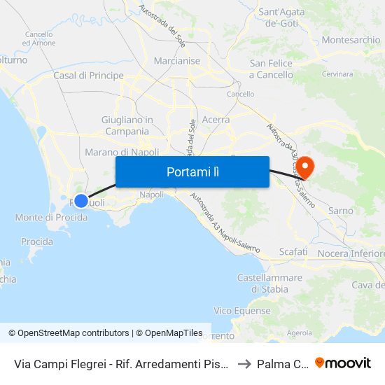 Via Campi Flegrei - Rif. Arredamenti Pisani Altezza Incrocio Via Luciano to Palma Campania map