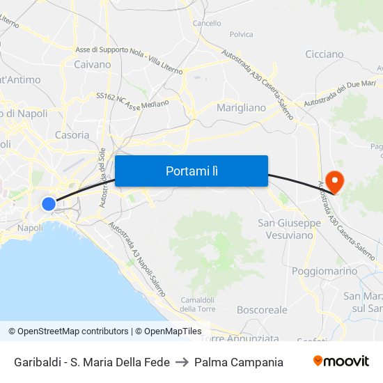 Garibaldi - S. Maria Della Fede to Palma Campania map