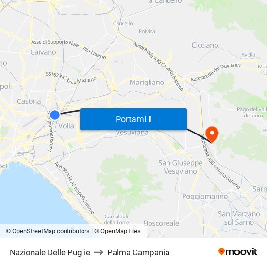 Nazionale Delle Puglie to Palma Campania map