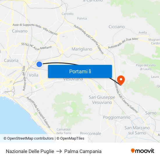 Nazionale Delle Puglie to Palma Campania map