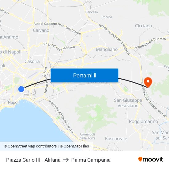 Piazza Carlo III - Alifana to Palma Campania map