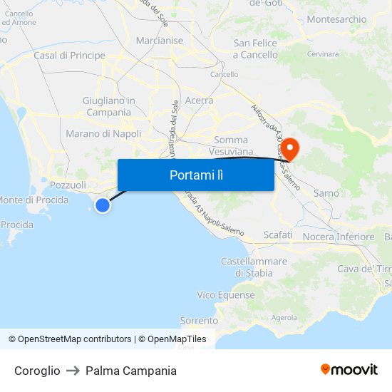 Coroglio to Palma Campania map