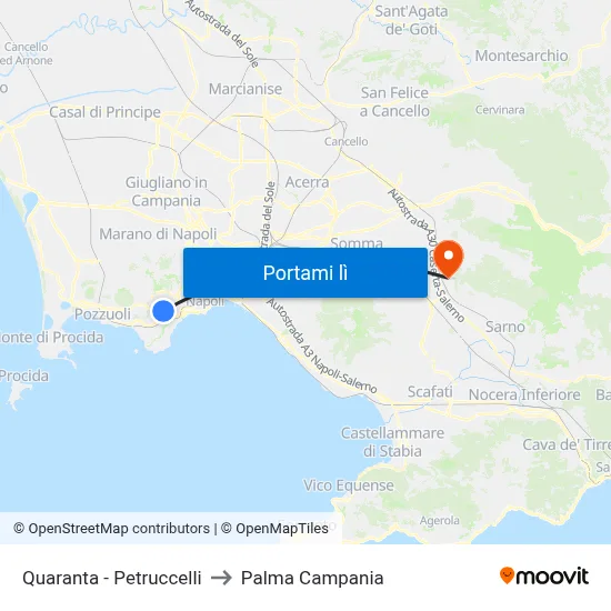 Quaranta - Petruccelli to Palma Campania map