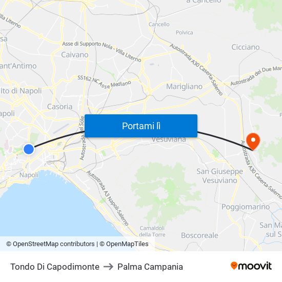 Tondo Di Capodimonte to Palma Campania map