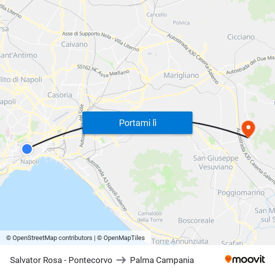 Salvator Rosa - Pontecorvo to Palma Campania map