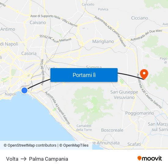 Volta to Palma Campania map