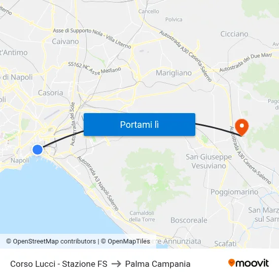 Corso Lucci - Stazione FS to Palma Campania map