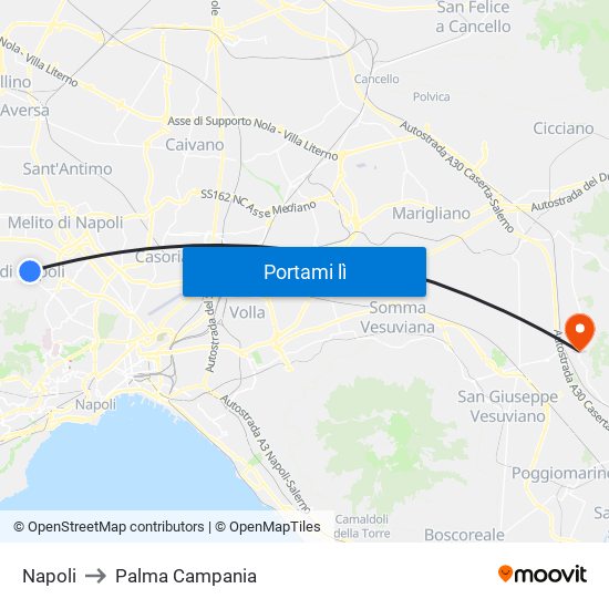 Napoli to Palma Campania map