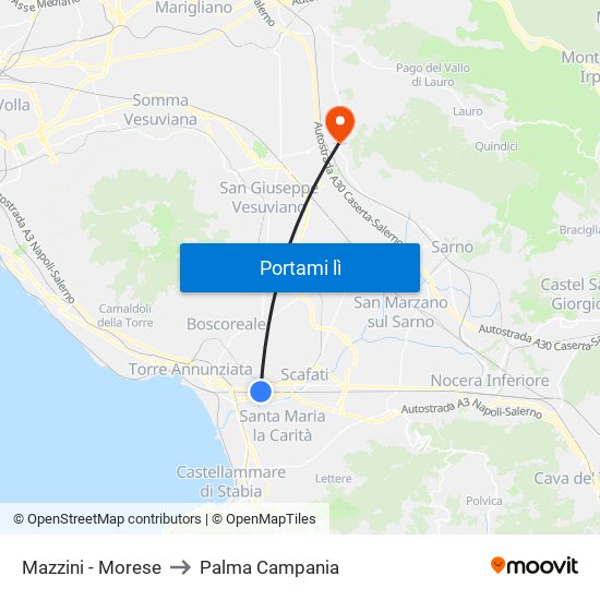 Mazzini - Morese to Palma Campania map