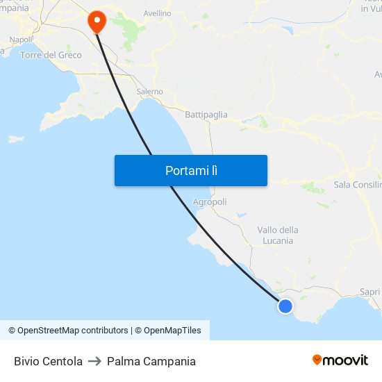 Bivio Centola to Palma Campania map
