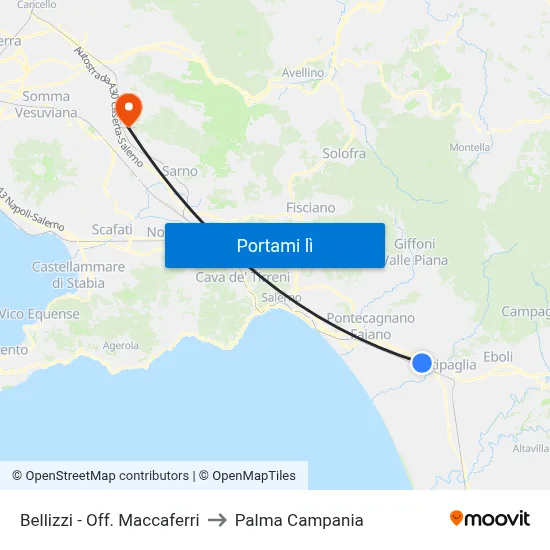Bellizzi - Off. Maccaferri to Palma Campania map