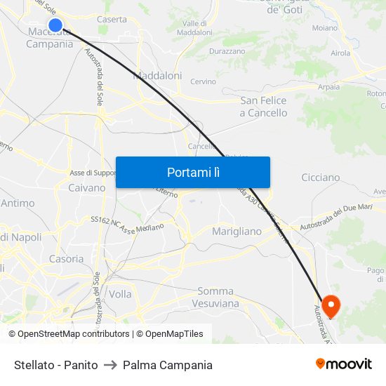 Stellato - Panito to Palma Campania map