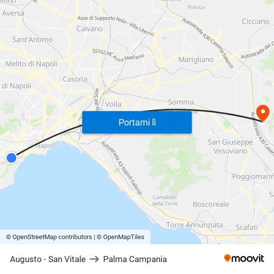 Augusto - San Vitale to Palma Campania map