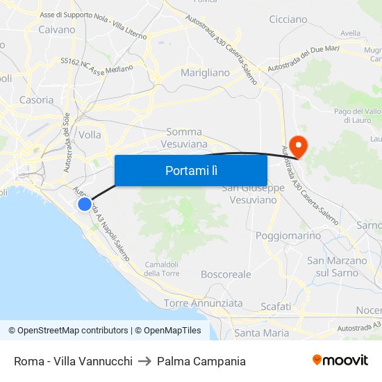 Roma - Villa Vannucchi to Palma Campania map