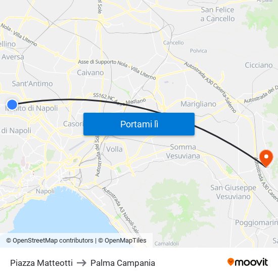 Piazza Matteotti to Palma Campania map