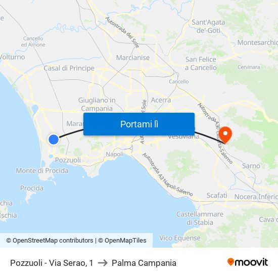 Pozzuoli - Via Serao, 1 to Palma Campania map