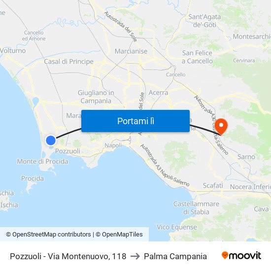 Pozzuoli - Via Montenuovo, 118 to Palma Campania map