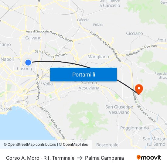 Corso A. Moro - Rif. Terminale to Palma Campania map