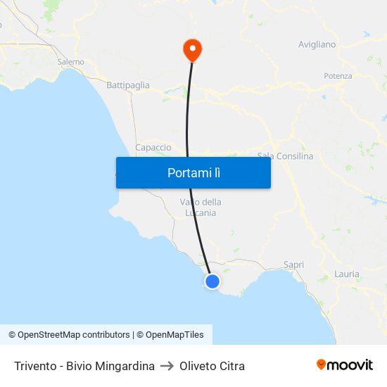 Trivento - Bivio Mingardina to Oliveto Citra map