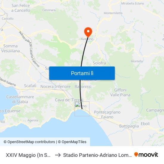 XXIV Maggio  (In Salita) to Stadio Partenio-Adriano Lombardi map