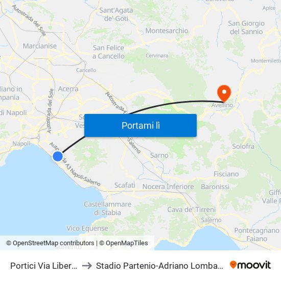 Portici Via Libertà to Stadio Partenio-Adriano Lombardi map