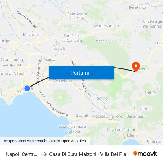 Napoli Centrale to Casa Di Cura Malzoni - Villa Dei Platani map