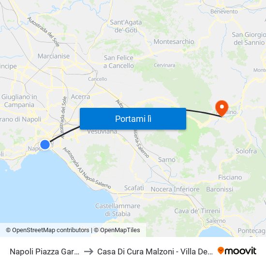 Napoli Piazza Garibaldi to Casa Di Cura Malzoni - Villa Dei Platani map