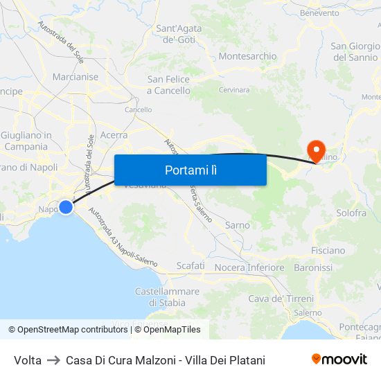 Volta to Casa Di Cura Malzoni - Villa Dei Platani map