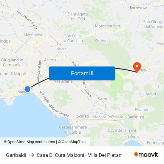 Garibaldi to Casa Di Cura Malzoni - Villa Dei Platani map