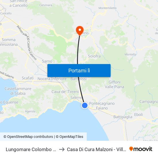 Lungomare Colombo Mercatello to Casa Di Cura Malzoni - Villa Dei Platani map