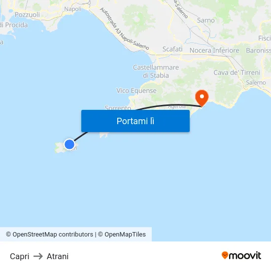 Capri to Atrani map