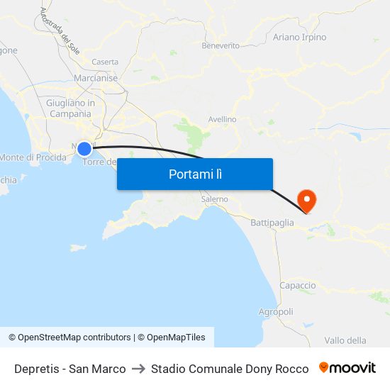 Depretis - San Marco to Stadio Comunale Dony Rocco map