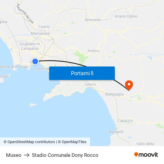 Museo to Stadio Comunale Dony Rocco map