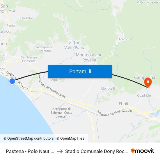 Pastena  - Polo Nautico to Stadio Comunale Dony Rocco map