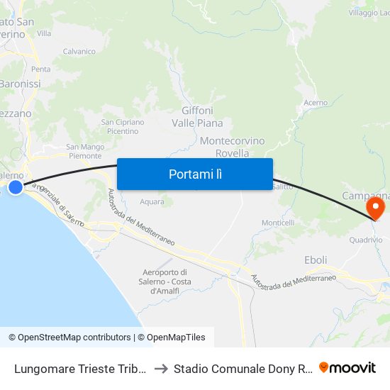 Lungomare Trieste Tribunale to Stadio Comunale Dony Rocco map