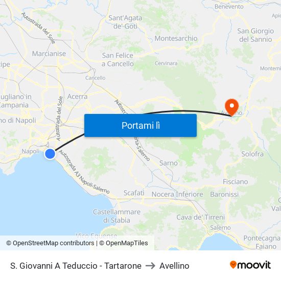 S. Giovanni A Teduccio - Tartarone to Avellino map