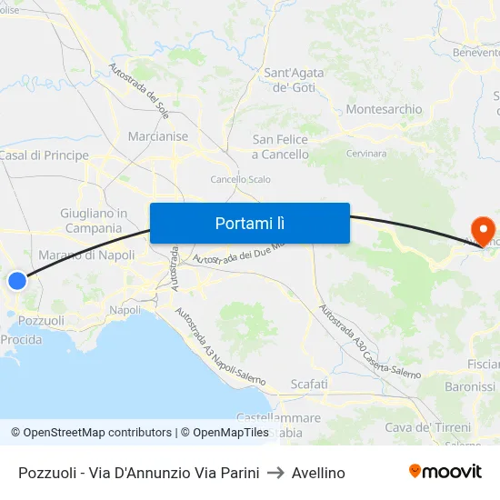 Pozzuoli  - Via D'Annunzio Via Parini to Avellino map