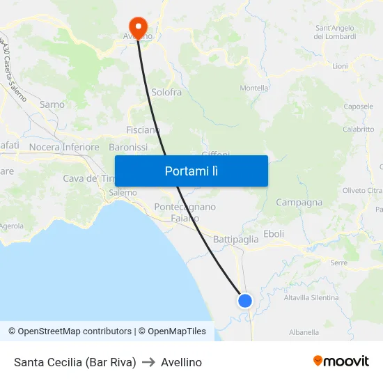 Santa Cecilia (Bar Riva) to Avellino map