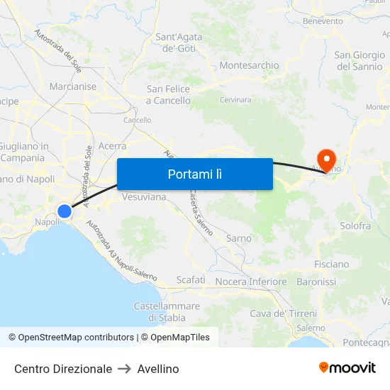 Centro Direzionale to Avellino map