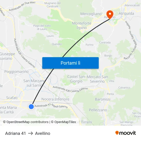Adriana 41 to Avellino map