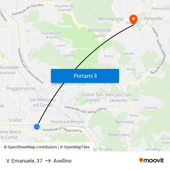 V. Emanuele, 37 to Avellino map