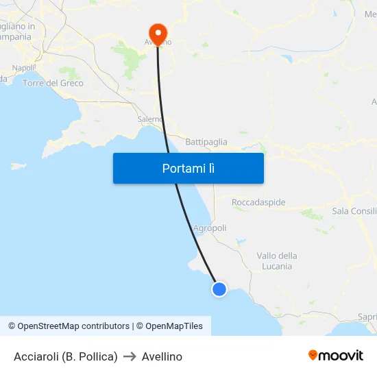 Acciaroli (B. Pollica) to Avellino map