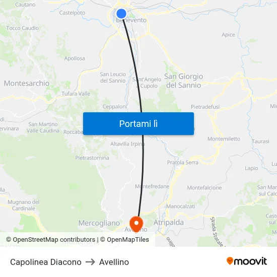Capolinea Diacono to Avellino map