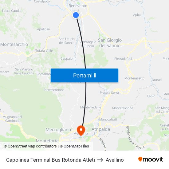 Capolinea Terminal Bus Rotonda Atleti to Avellino map