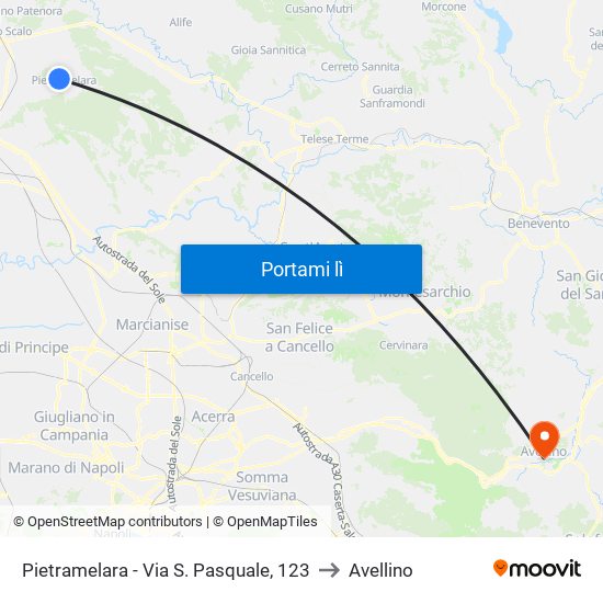 Pietramelara - Via S. Pasquale, 123 to Avellino map