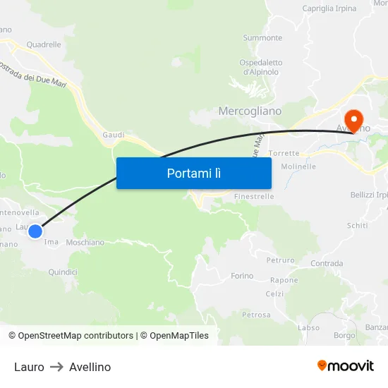 Lauro to Avellino map