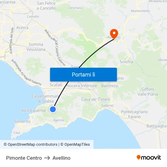 Pimonte Centro to Avellino map