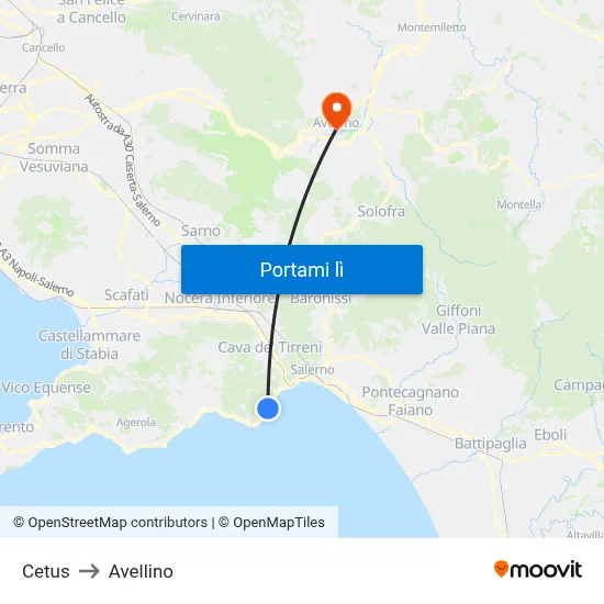 Cetus to Avellino map