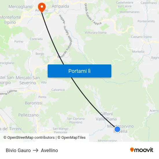 Bivio Gauro to Avellino map